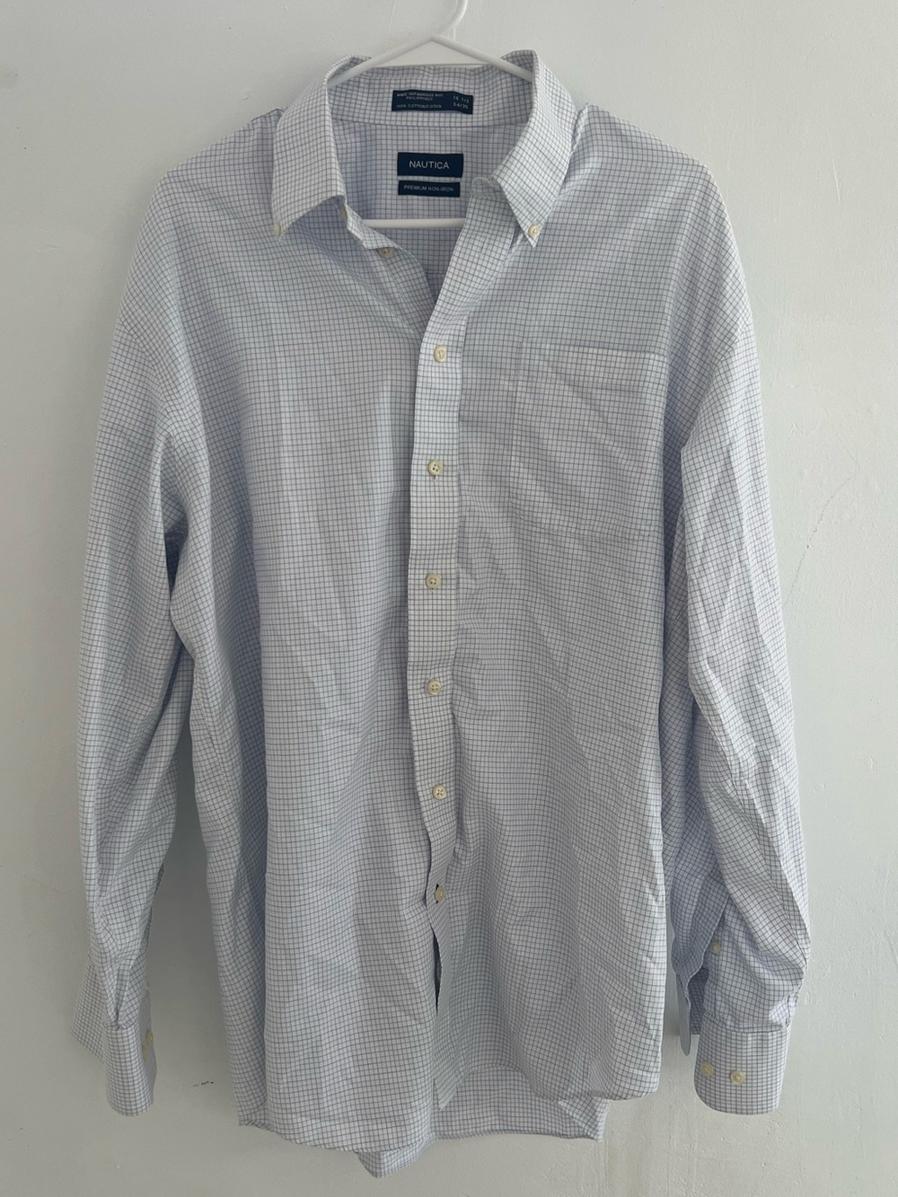 Nautica Men’s Light Blue Check Button-Down Shirt